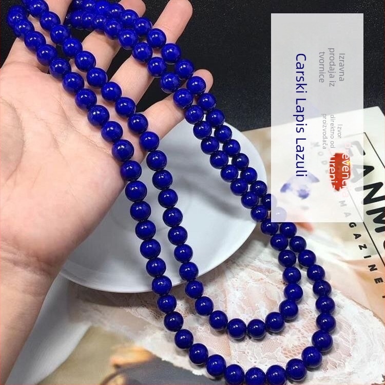 Narukvica od lapisa lazuli, 7A kolekcija, unisex originalni dizajn, 108 perlica, brušenje i poliranje