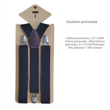 Unisex tregeri za hlače, 3 kopče, podesive, križno stražnji dio, elastične