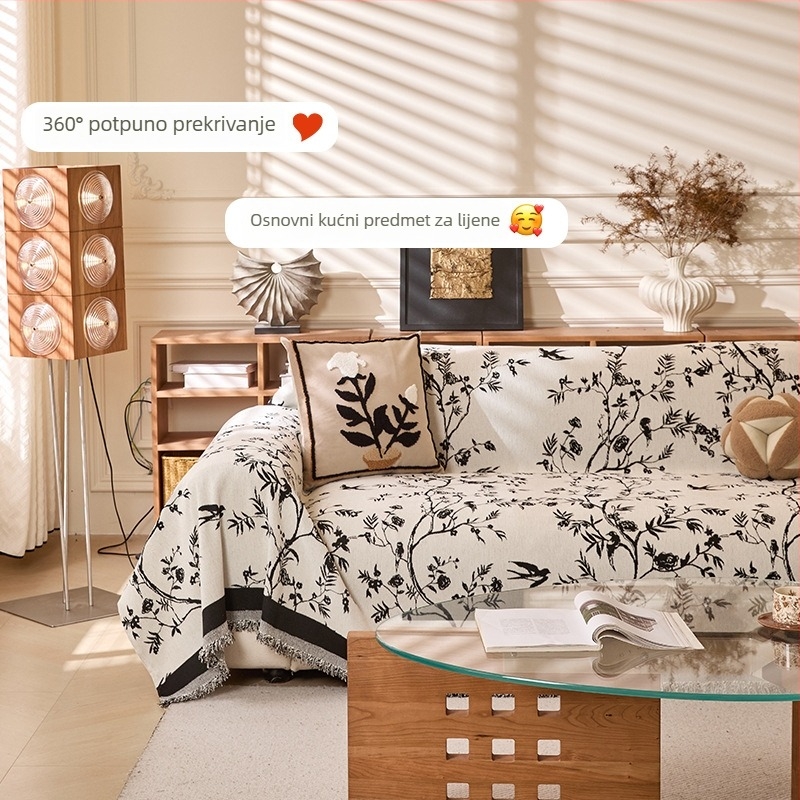 Chenille navlaka za kauč – francuski vintage stil, vrhunska kvaliteta, univerzalno za sve godišnje doba, zaštita od ogrebotina mačaka za kutni kauč.