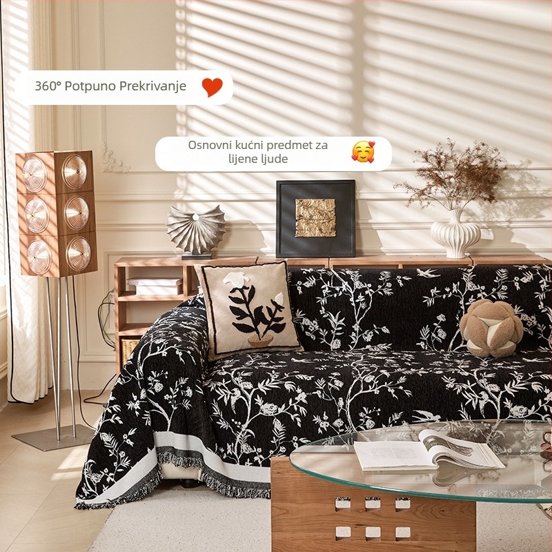 Chenille navlaka za kauč – francuski vintage stil, vrhunska kvaliteta, univerzalno za sve godišnje doba, zaštita od ogrebotina mačaka za kutni kauč.