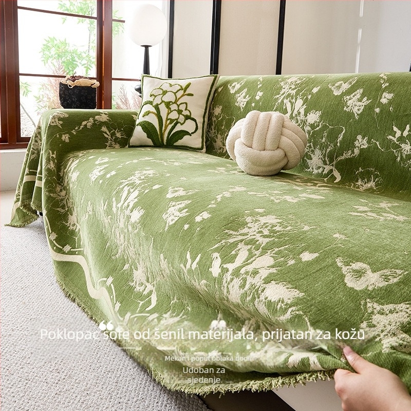 Chenille navlaka za kauč za sve sezone - minimalistički modern stil, potpuno pokrivanje kauča