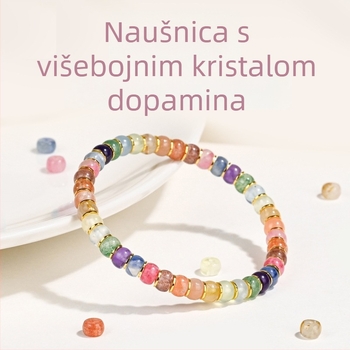 Unisex narukvica od prirodnog kristala s duginim perlicama — materijal: kristal; obrada: brušenje i poliranje; stil: unisex, prirodan; kategorija: ručni dodaci
