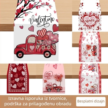 Stolni runner s geometrijskim apstraktnim uzorkom, 100% poliester, prilagodljiv, pogodan za dnevni boravak, restorane i poslovne prostore.