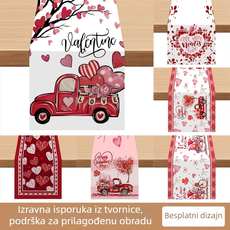 Stolni runner s geometrijskim apstraktnim uzorkom, 100% poliester, prilagodljiv, pogodan za dnevni boravak, restorane i poslovne prostore.