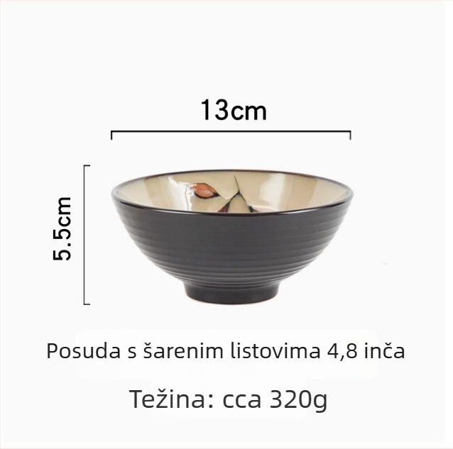 Ručni keramički zdjela s cvjetnim uzorkom, podglazurna boja, pogodna za mikrovalnu pećnicu