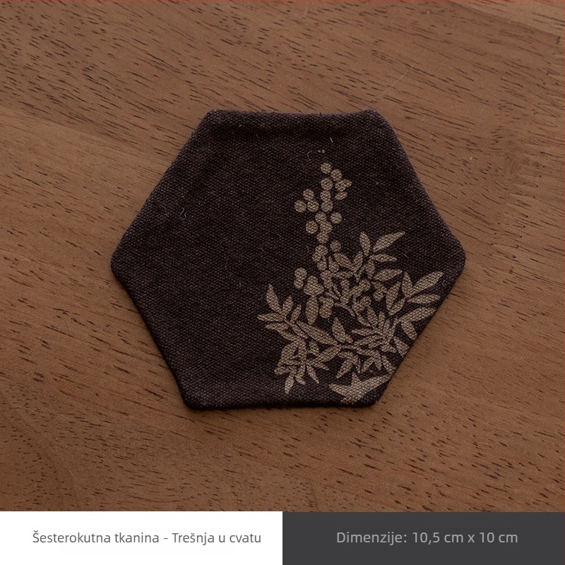 Ručna platnena podložka za šalice čaja za čajnu ceremoniju, šesterokutni oblik, Novi kineski stil, težina 0,1 kg