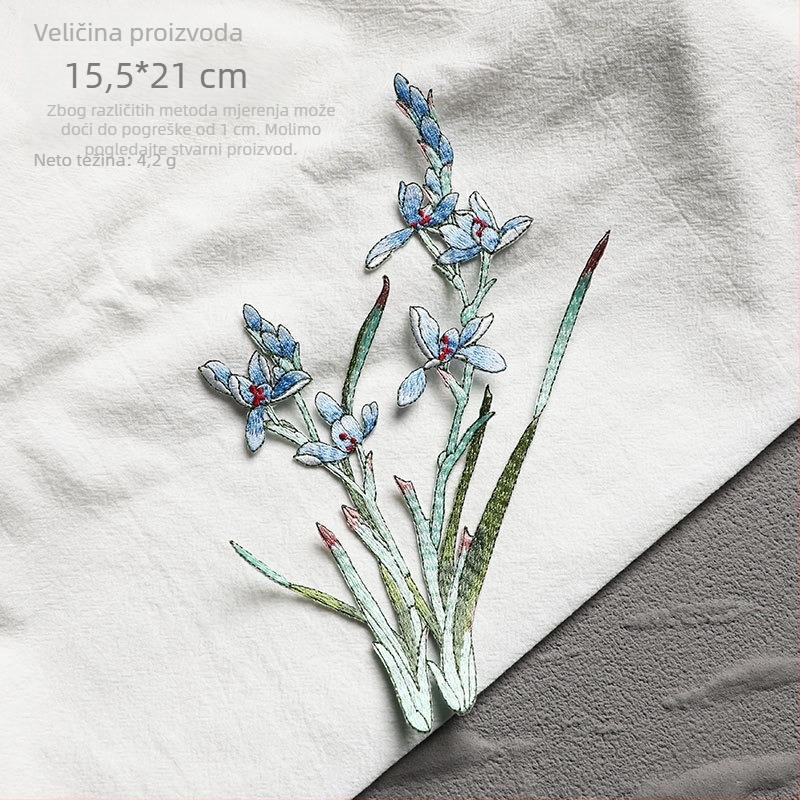 Etnički motiv izvezeni patch s orhidejom za odjeću, rayon materijal, Rainbow embroidery, s stražnjim ljepilom za glačanje