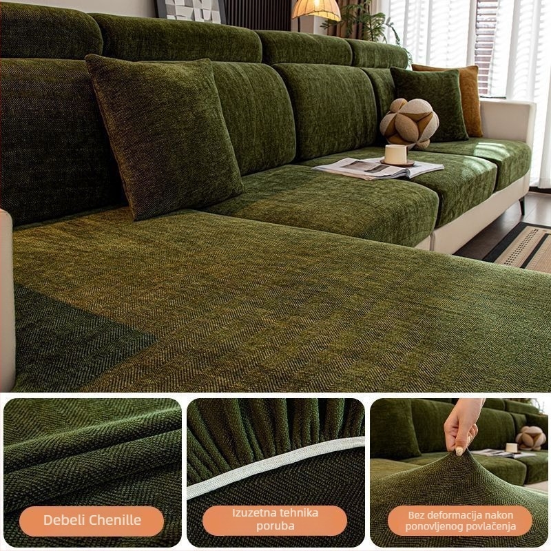 Navlaka za kauč s uzorkom herringbone – univerzalna, ne hvata dlake, debeli chenille