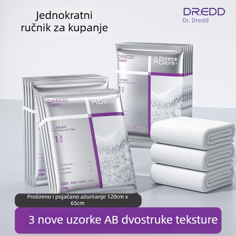 Jednokratni ručnik za kupanje Dr. eddie, od biljnog vlakna, toplog presovanja, upija 0–5 s.