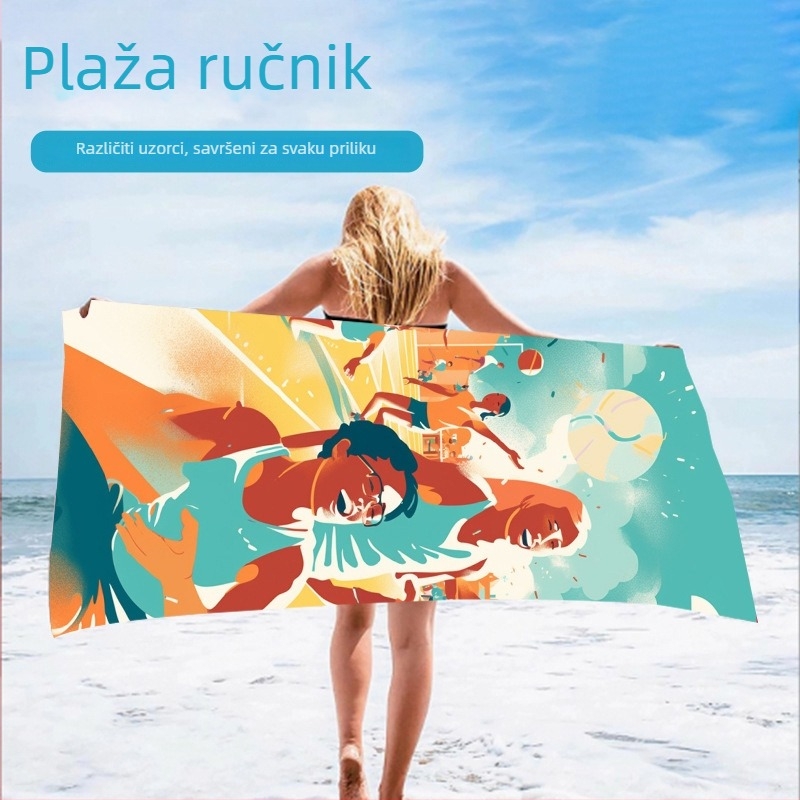 Pamučni ručnik za plažu i kupanje s otisom, 500 g i više, prilagodljiv