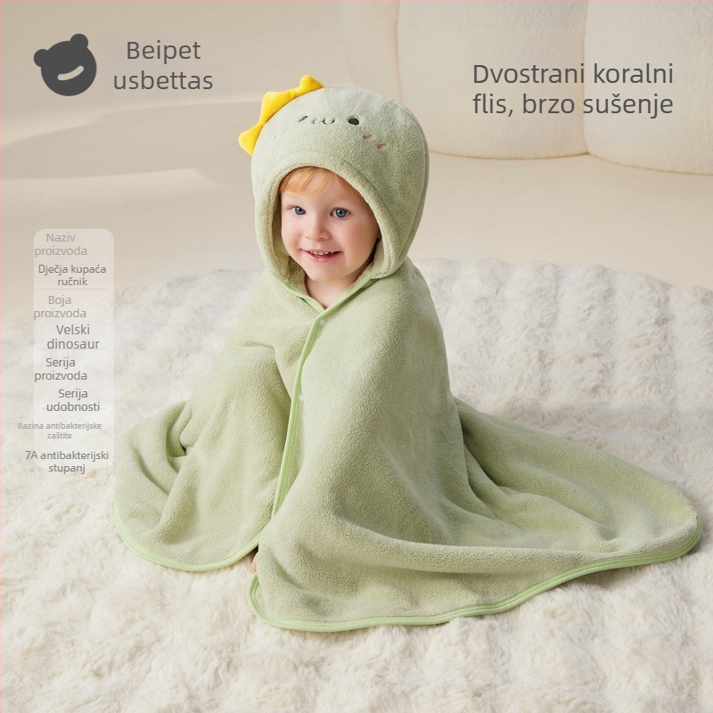 Betides Dječji ručnik za tuširanje s kapuljačom – nosivi, brzo sušenje, 500 g i više, 88% poliester, 12% najlon