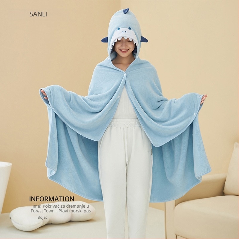 Sanli Coral Fleece Cape Beach Towel – apsorpcijski kupaonski i plažni ručnik s ogrtačem, Jacquard, težina iznad 500 g, pređa 100×170, Značka Sanli
