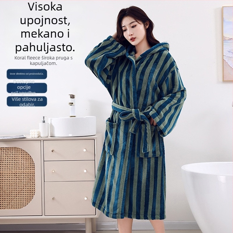 Ženski kupaonski ogrtač, coral fleece materijal, mješavina vlakana 85/15, jesenski model