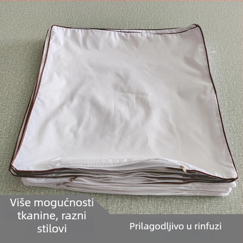 Kockasta navlaka za jastuk sa zatvaračem, bijela, poliester
