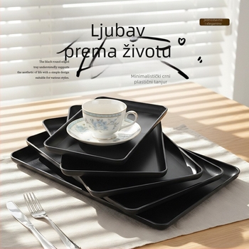 Plastični pladanj u korejskom stilu, četvrtastog oblika, moderan minimalistički dizajn, ručno oslikana površina, mogućnost tiskanja logotipa