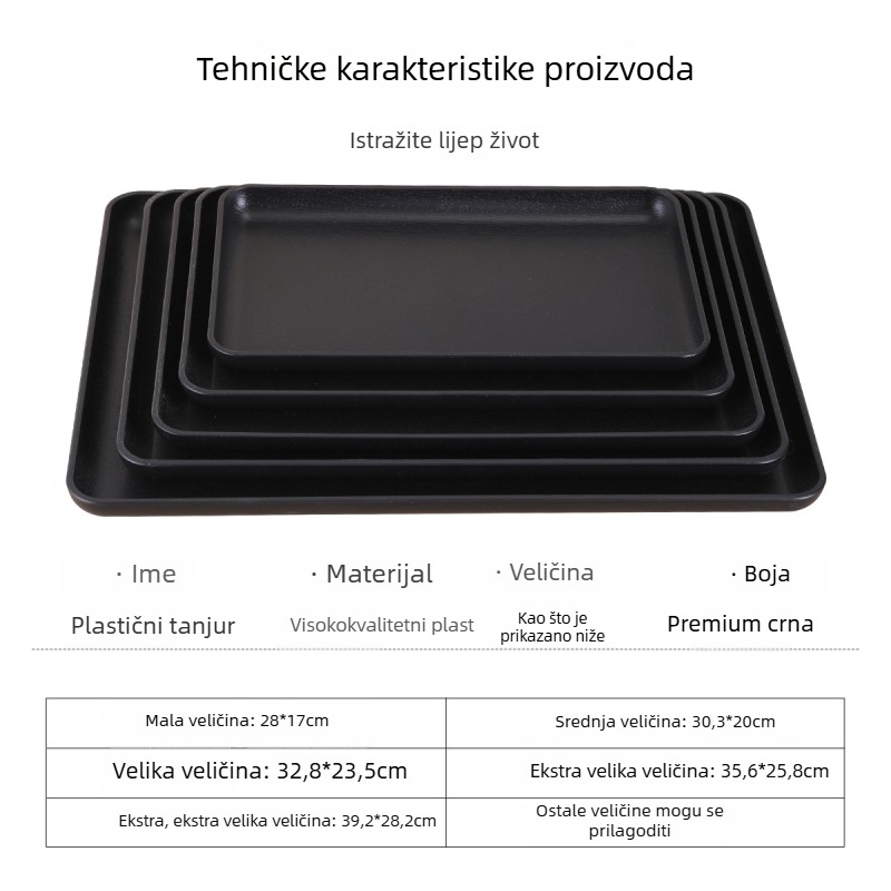 Plastični pladanj u korejskom stilu, četvrtastog oblika, moderan minimalistički dizajn, ručno oslikana površina, mogućnost tiskanja logotipa