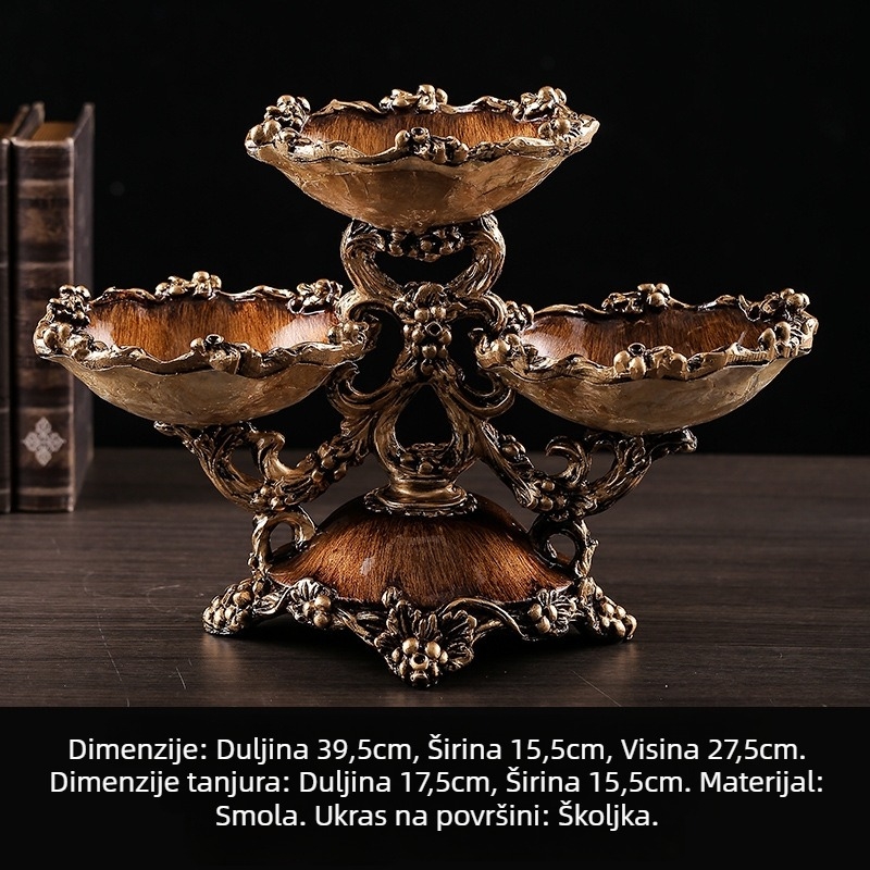 Tanjur za voće, europskog stila, luksuzni retro dizajn za dnevni boravak, metalni materijal, jednostavan univerzalni dizajn, prvoklasna kvaliteta