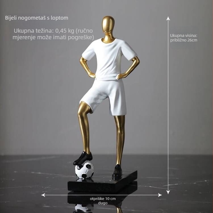 Fudbalska figurica - moderni minimalistički ukras od smole; Materijal: Smola; Stil: Moderni minimalistizam; Pakiranje: Karton