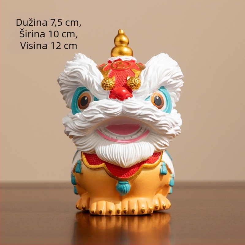 Figura lava u kineskom stilu – smolena skulptura za dnevni boravak, hodnik, TV ormarić ili uredski stol – rođendanski poklon