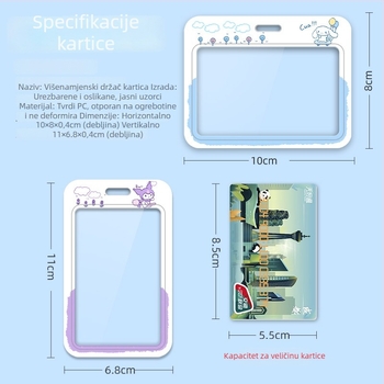 Držač kartice, dvostrano proziran prozor, sladak anime uzorak, klizno otvaranje, plastični