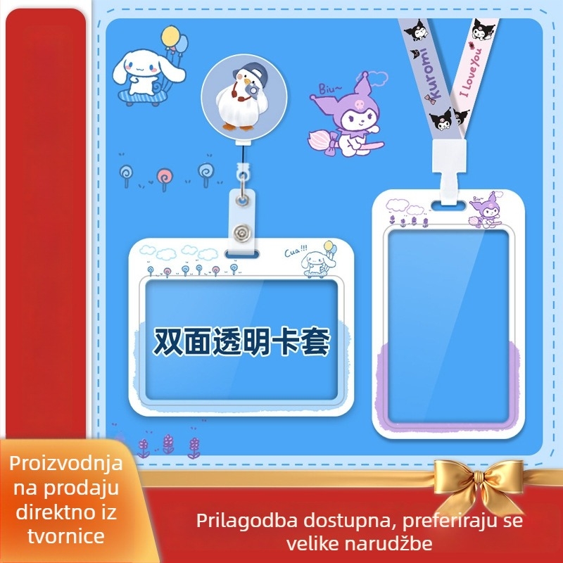 Držač kartice, dvostrano proziran prozor, sladak anime uzorak, klizno otvaranje, plastični