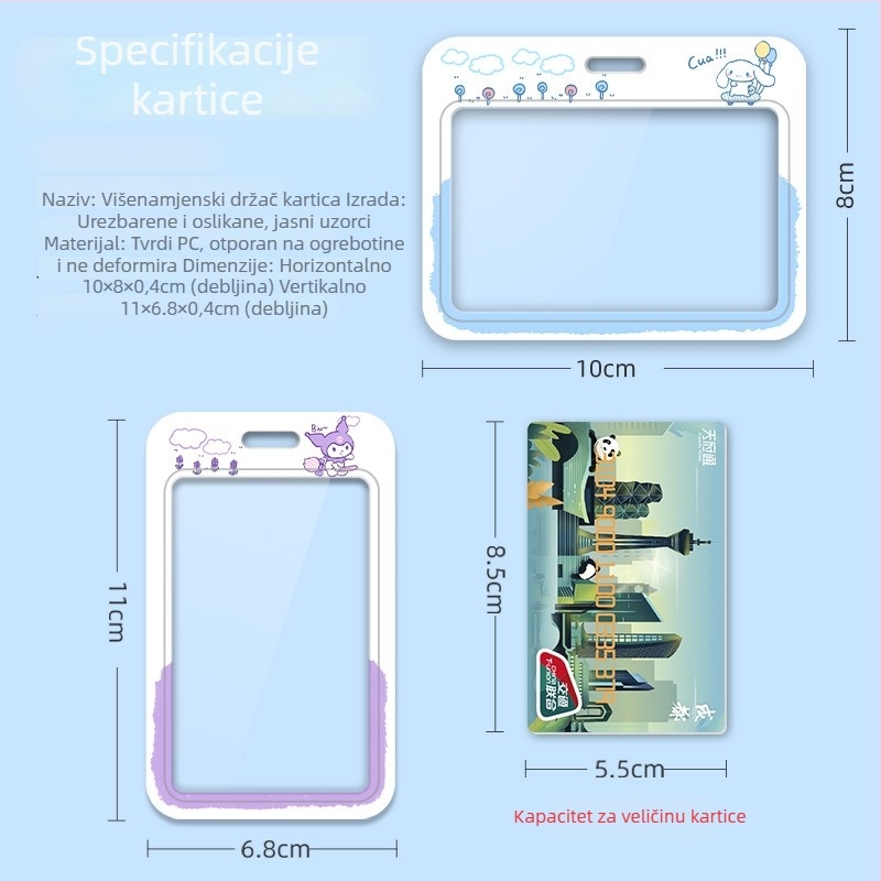 Držač kartice, dvostrano proziran prozor, sladak anime uzorak, klizno otvaranje, plastični