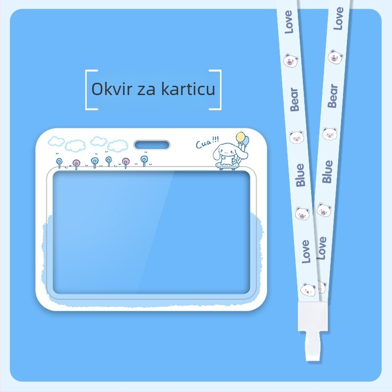 Držač kartice, dvostrano proziran prozor, sladak anime uzorak, klizno otvaranje, plastični