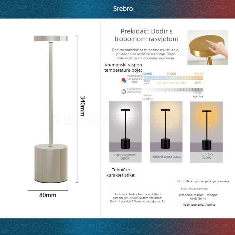 I-oblik stolna LED lampa, metalna, jednostavan modern stil, model Yczm-011, ≤36V