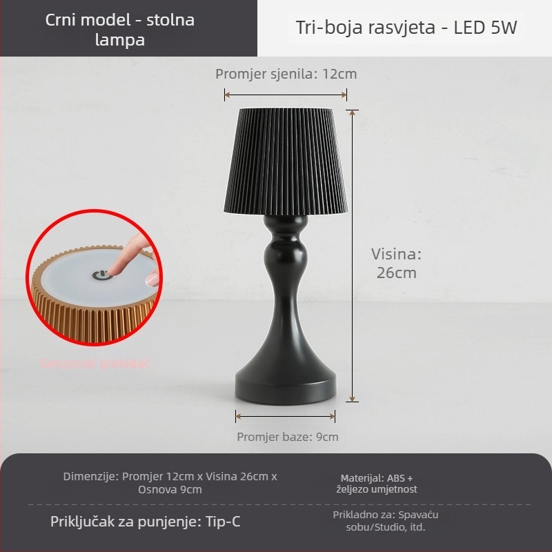 Stolna lampa Liyan HJA45, metalno kućište, moderni minimalistički stil, napon ≤36V