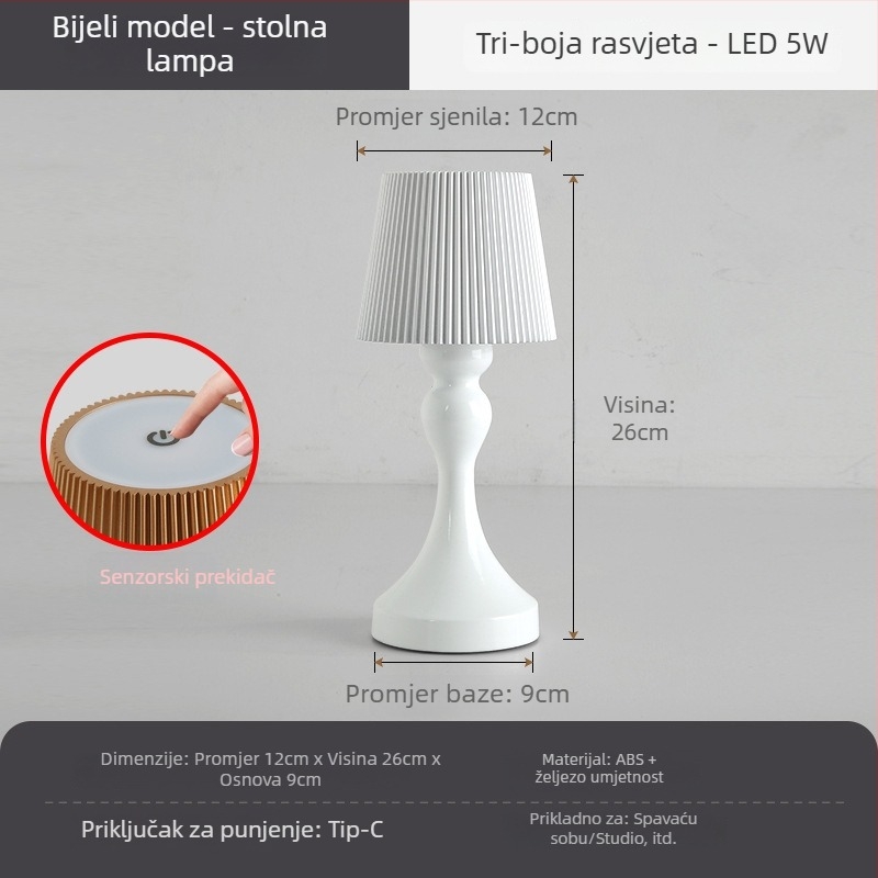 Stolna lampa Liyan HJA45, metalno kućište, moderni minimalistički stil, napon ≤36V