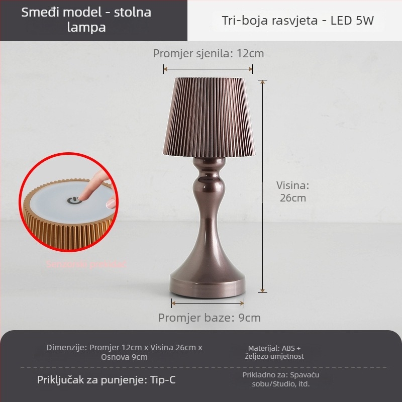 Stolna lampa Liyan HJA45, metalno kućište, moderni minimalistički stil, napon ≤36V