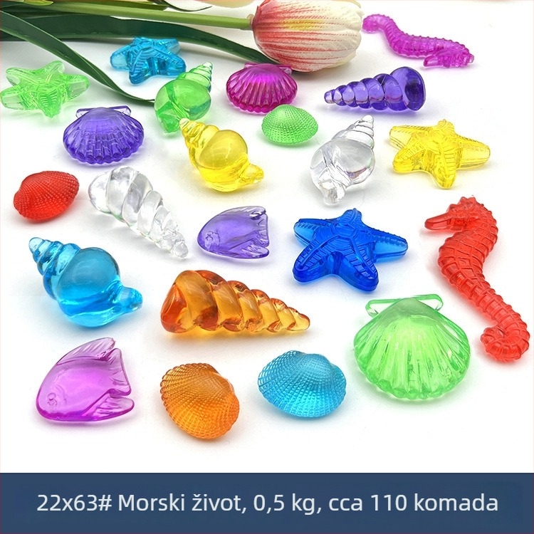 Ocean World: Akrilne draguljske igračke za djecu, svijetle morsko-životinje, delfin i školjka, dekoracija za akvarij
