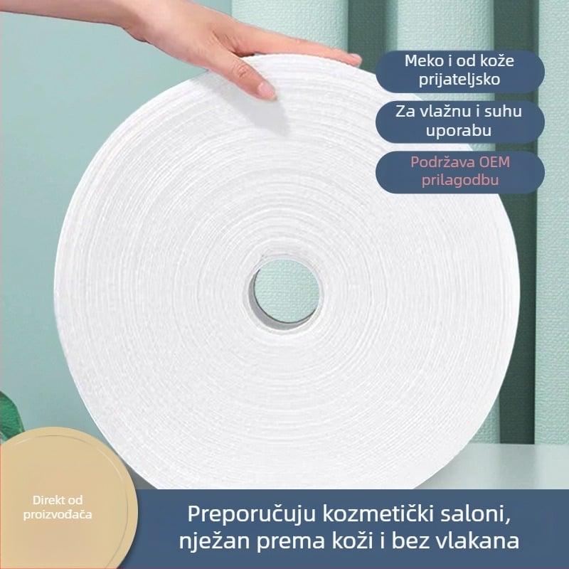 Jednokratna maramica za lice u rolni - 100% viskozna, vlakna viskozna, ravno pređa, prilagodljivo, sadržaj glavnog sastojka 100%