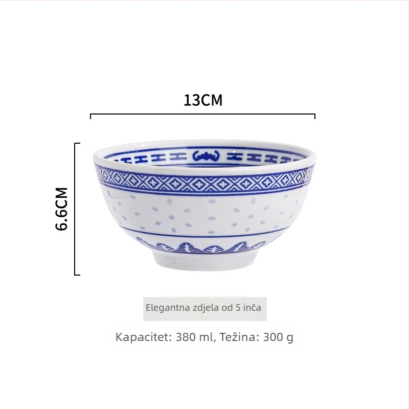 Porcelanska zdjela s cvjetnim uzorkom, podglazurna boja, mikrovalna pogodna, novi kineski stil