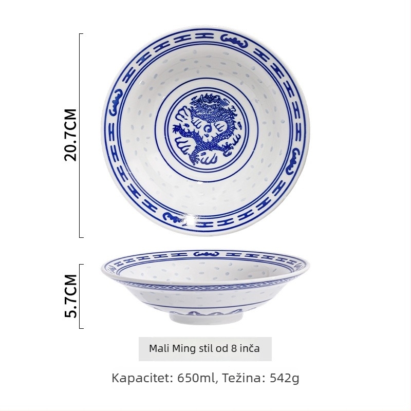 Porcelanska zdjela s cvjetnim uzorkom, podglazurna boja, mikrovalna pogodna, novi kineski stil
