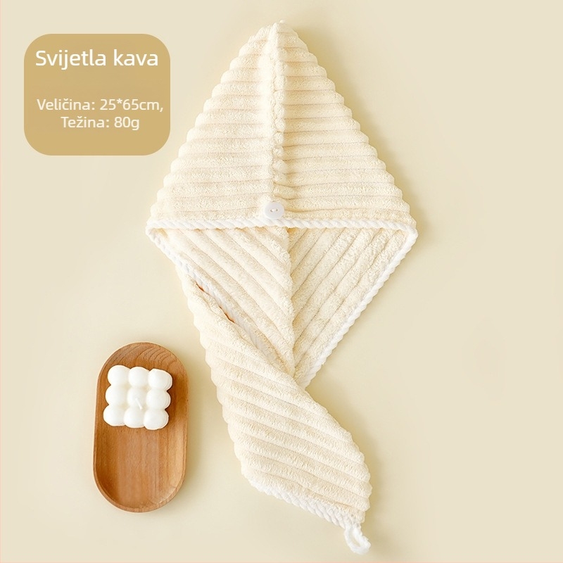 Ženska kapa za sušenje kose, upijajući koralni flis, 80–99 g, 150D, šav s rubom, prilagodljivo obrađivanje