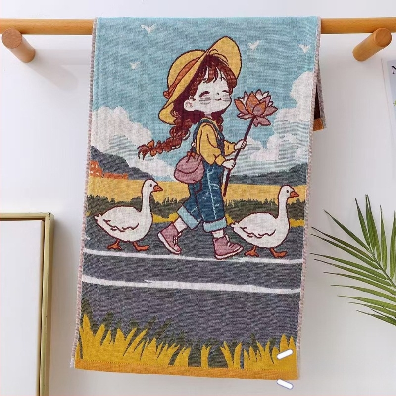 Četveroslojni ručnik za lice od čistog pamuka gaze, za odrasle i djecu, mekan i upijajući, jacquard, 80–100 g
