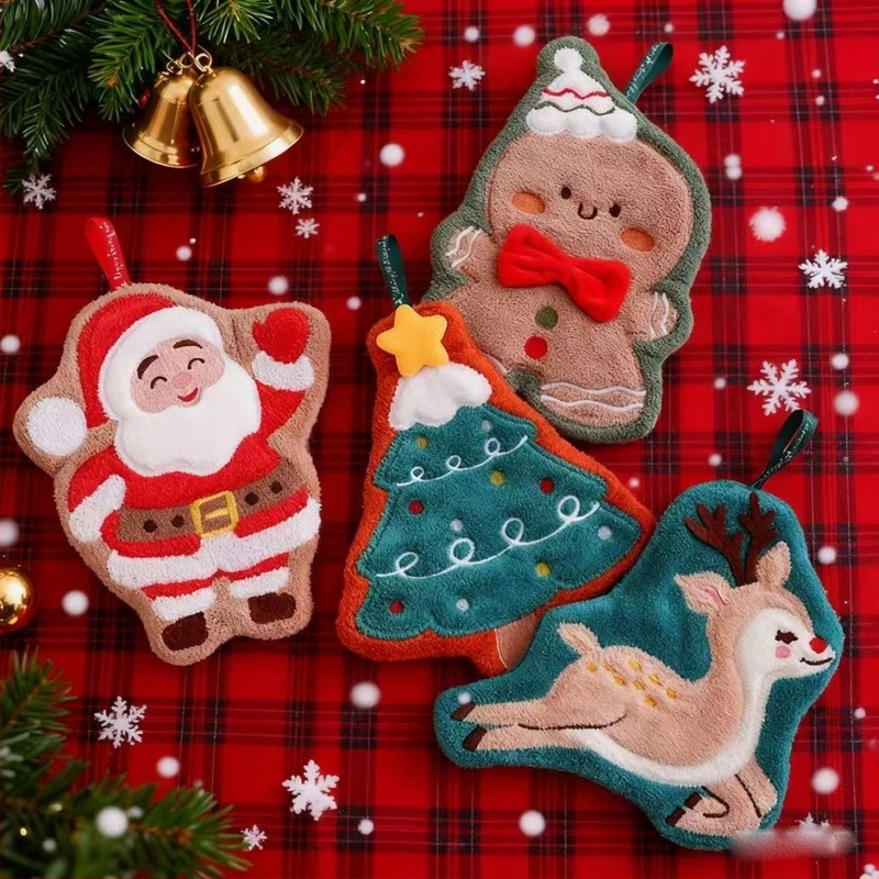 Ručnik za ruke od coral fleece-a, božićni, upija, može se objesiti, bez vlakana — Težina 30–50 g; Materijal: coral fleece; Proizvodni proces: vez; Marka: Constant