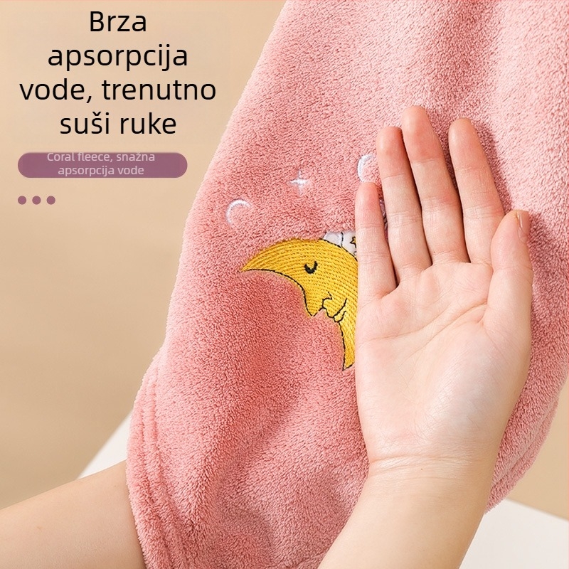 Set ručnika od coral fleece: ručnik za ruke, kuhinjski ručnik i ručnik za kupaonicu, debeli, upijajući, brzo sušenje, sladak crtani dizajn