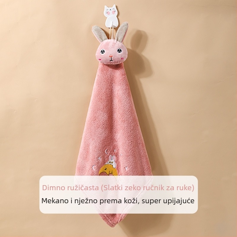 Set ručnika od coral fleece: ručnik za ruke, kuhinjski ručnik i ručnik za kupaonicu, debeli, upijajući, brzo sušenje, sladak crtani dizajn