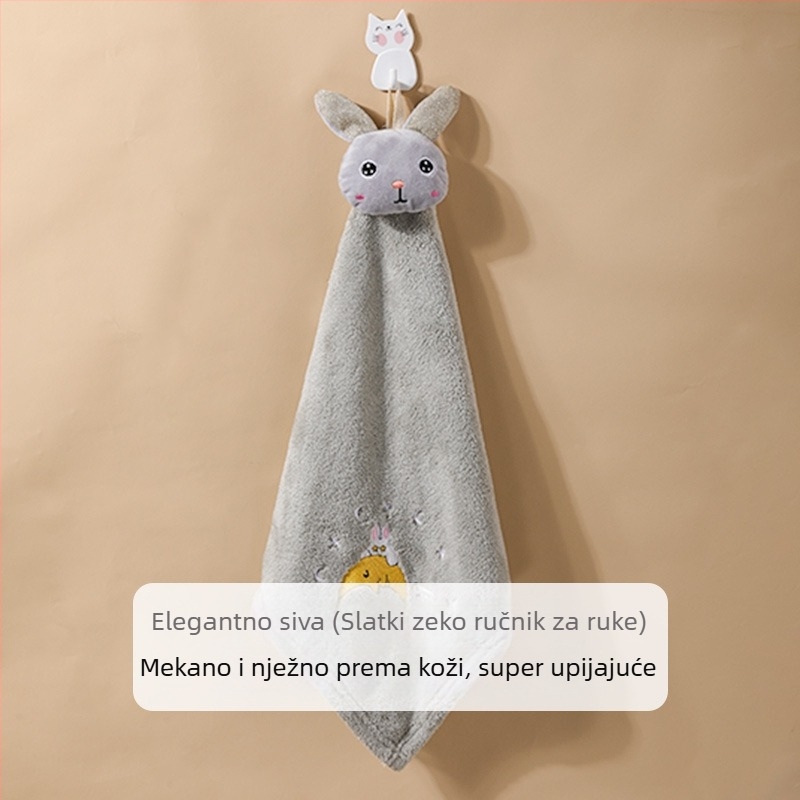 Set ručnika od coral fleece: ručnik za ruke, kuhinjski ručnik i ručnik za kupaonicu, debeli, upijajući, brzo sušenje, sladak crtani dizajn