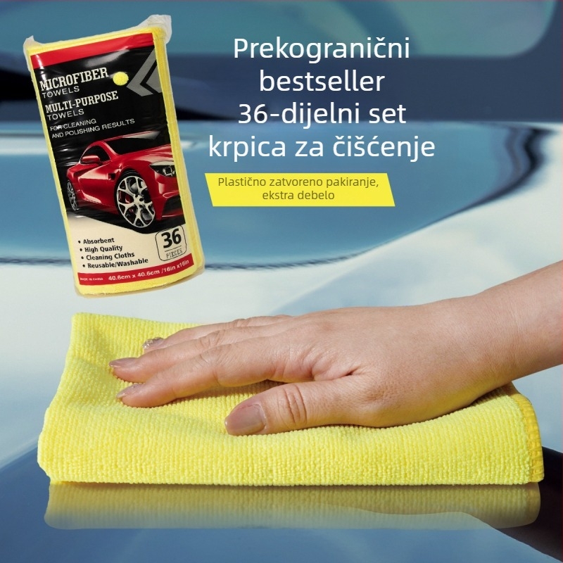 36 komada ultrafinih mikrovlaknastih krpa za čišćenje automobila, kvadratne warp-knit krpe s visokim i niskim dlakom