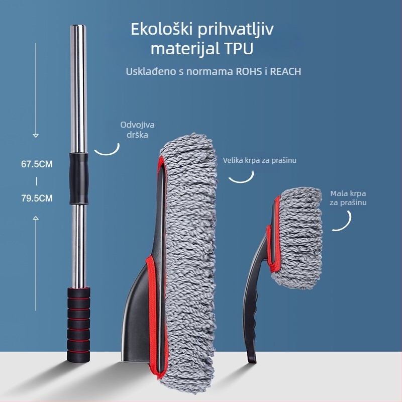 Četka za pranje automobila, nehrđajući čelik, izvlačna, mekane dlačice, bez vlakana