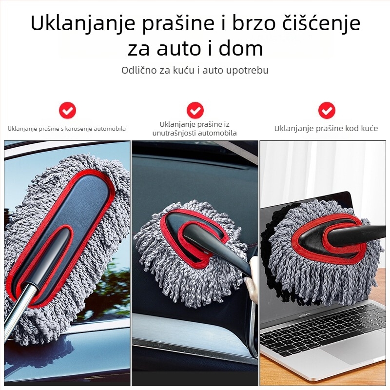 Četka za pranje automobila, nehrđajući čelik, izvlačna, mekane dlačice, bez vlakana