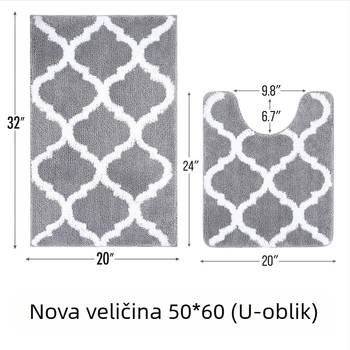 Dvobojna jacquard prostirka za pod s protukliznom površinom i plastičnim dnom – ulazna prostirka i prostirka za WC, dvodijelni set