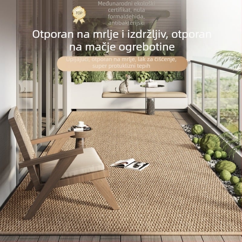 Otporan na grebanje mačaka, balkon tepih od umjetnog sisala, japanski minimalistički stil, za dnevni boravak i spavaću sobu, upija vodu, protuklizni podmetač za stopala, za sve sezone