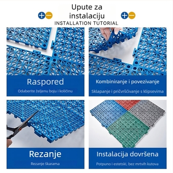 PVC podna prostirka s prorezanim dizajnom – protuklizna, vodootporna, otporna na habanje, za tuširanje, kuhinju, kupaonu, WC i bazen
