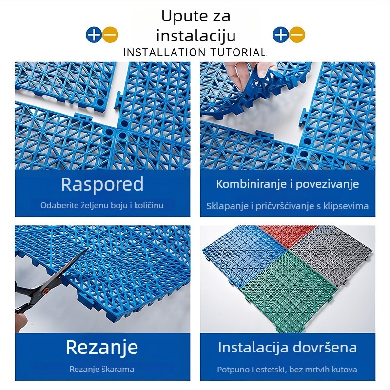 PVC podna prostirka s prorezanim dizajnom – protuklizna, vodootporna, otporna na habanje, za tuširanje, kuhinju, kupaonu, WC i bazen