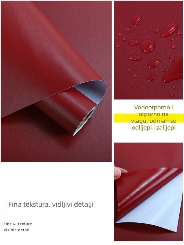 Crvene zidne naljepnice s uzorkom drveta, samoljepljive, vodootporne, burgundska zidna tapeta