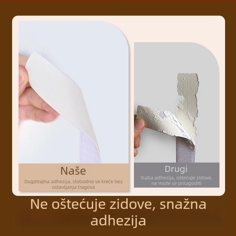 Zidna naljepnica protiv sudara za dječju sobu s drvenim uzorkom, set od 2 komada, mekani zaštitni rub oko kreveta, dekorativna filc ploča.